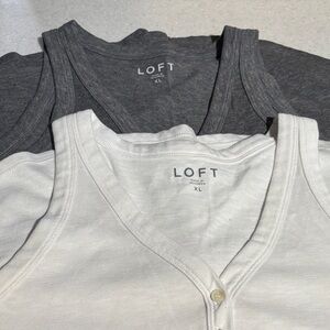 LOFT Charcoal and White Tank Tops (set of 2)